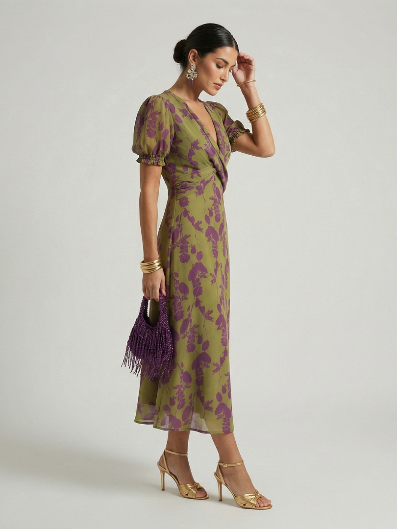 Women's Relaxed Floral Print Midi Dress