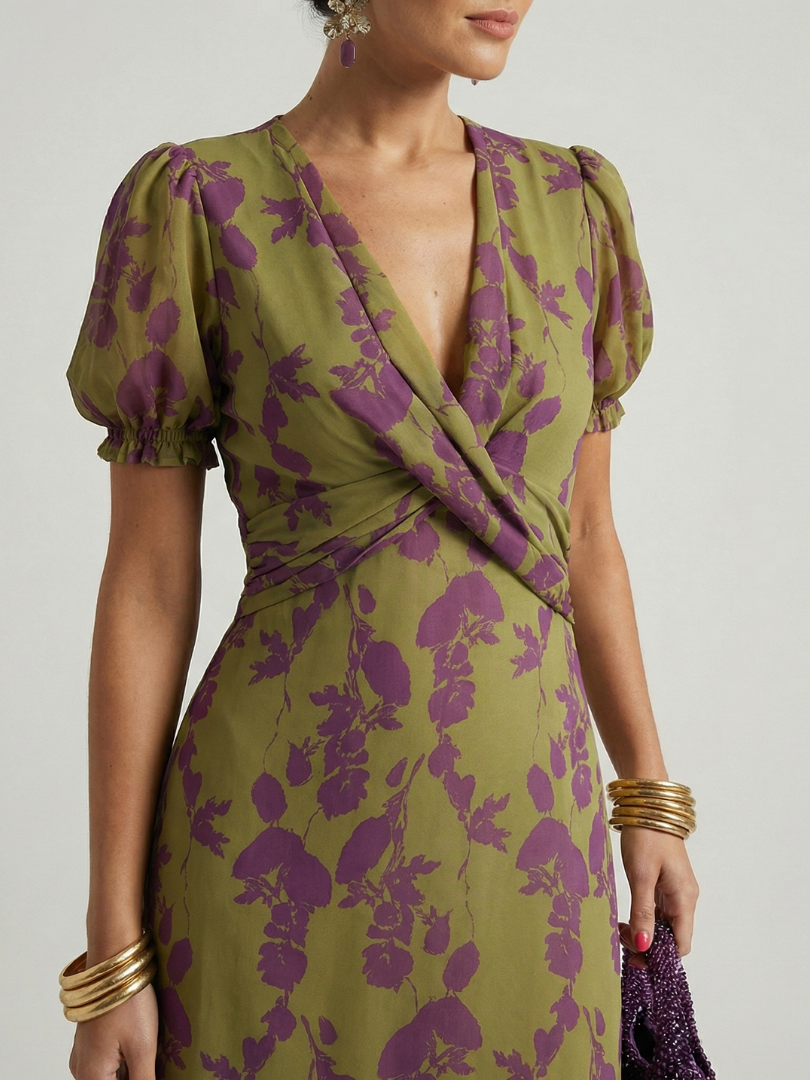 Women's Relaxed Floral Print Midi Dress