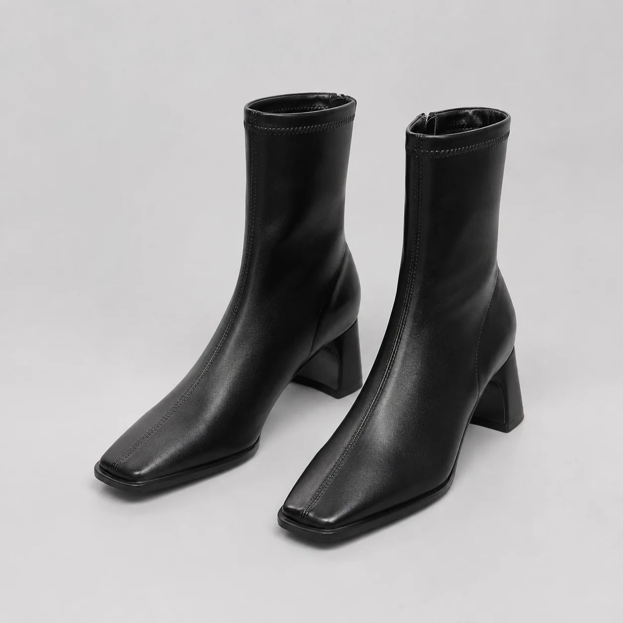 Wanda | Women's Ankle Boots Square Toe Block Heel Structured Sleek Modern Chic Casual Everyday Autumn Winter Footwear Statement