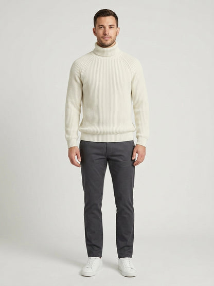 Donovan | Men's Turtleneck Sweater Chunky Fisherman Knit Warm Thick Durable Soft Smart Casual Everyday Layering Autumn Winter - Front [Lystr 6a7ec6f8399bf9f70198b902:front]