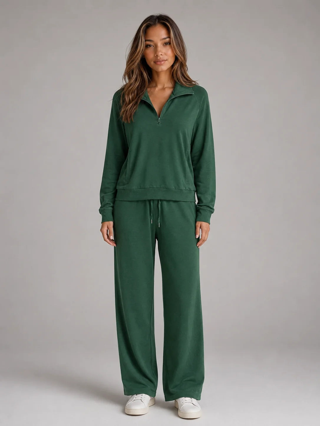 Pamela | Women's Lounge Set Half-Zip Relaxed Two-Piece Soft Cosy Warm Coordinated Comfort Loungewear Casual Everyday Autumn Winter