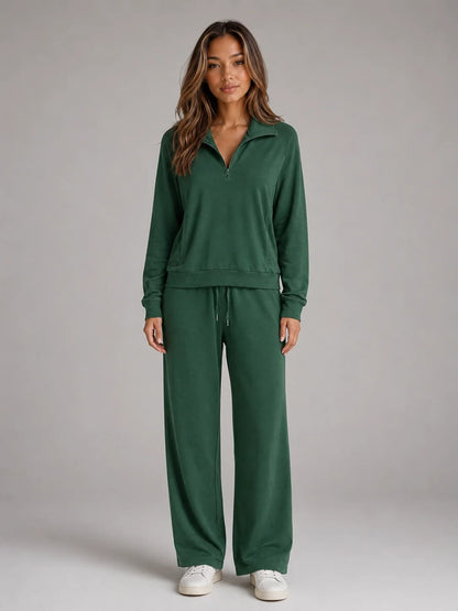 Pamela | Women's Lounge Set Half-Zip Relaxed Two-Piece Soft Cosy Warm Coordinated Comfort Loungewear Casual Everyday Autumn Winter