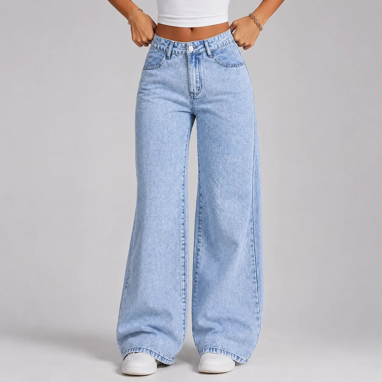 Thalia | Women's Jeans Wide-Leg High-Waist Acid Wash Denim Flattering Relaxed Casual Everyday Timeless Versatile Chic Comfortable