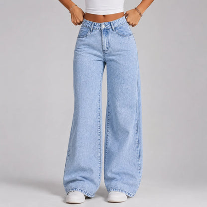 Thalia | Women's Jeans Wide-Leg High-Waist Acid Wash Denim Flattering Relaxed Casual Everyday Timeless Versatile Chic Comfortable