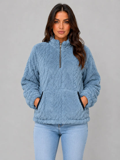 Lilith | Women's Pullover Plush Half-Zip High Neck Fleece Soft Cosy Warm Relaxed Layering Chic Casual Everyday Autumn Winter