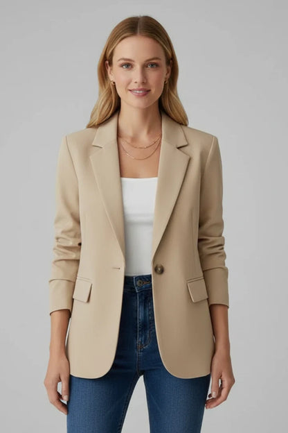 Meredith | Women's Blazer Notched Lapel Single Button Tailored Structured Smart Occasion Office Everyday Autumn Winter Layering