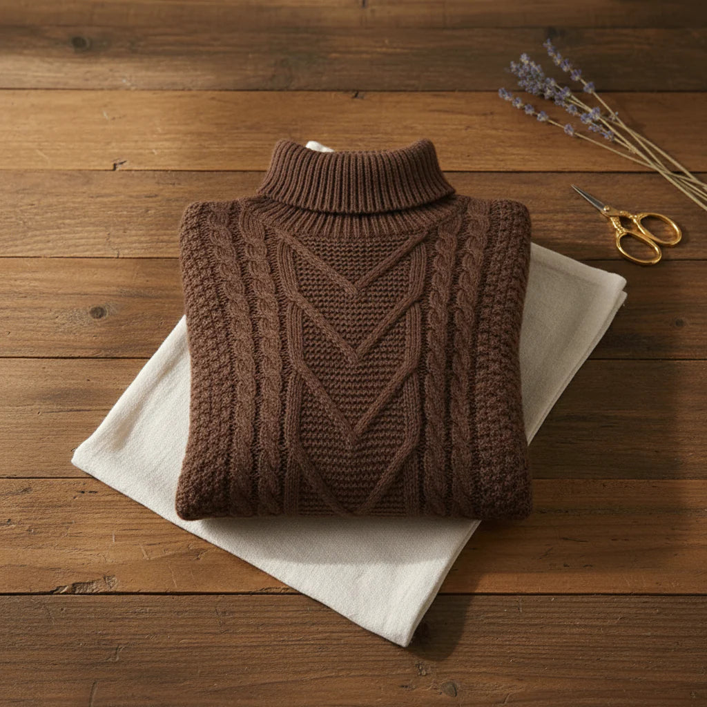 Lana | Women's Sweater Cotton Cable-Knit Chunky Textured Round Neck Soft Cosy Warm Layering Chic Casual Everyday Autumn Winter