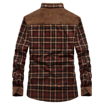 Nathanael | Men's Overshirt Checked Sherpa Lined Warm Cotton Button-Up Shirt Jacket Structured Casual Everyday Layering Autumn Winter