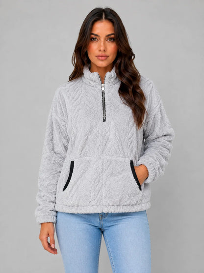 Lilith | Women's Pullover Plush Half-Zip High Neck Fleece Soft Cosy Warm Relaxed Layering Chic Casual Everyday Autumn Winter