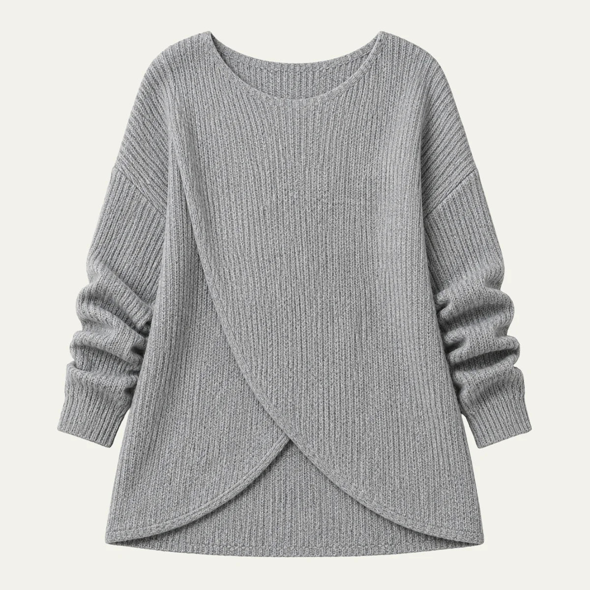 Mckenna | Women's Sweater Ribbed Asymmetrical Slit Hem Knit Fitted Soft Warm Layering Chic Feminine Casual Everyday Autumn Winter
