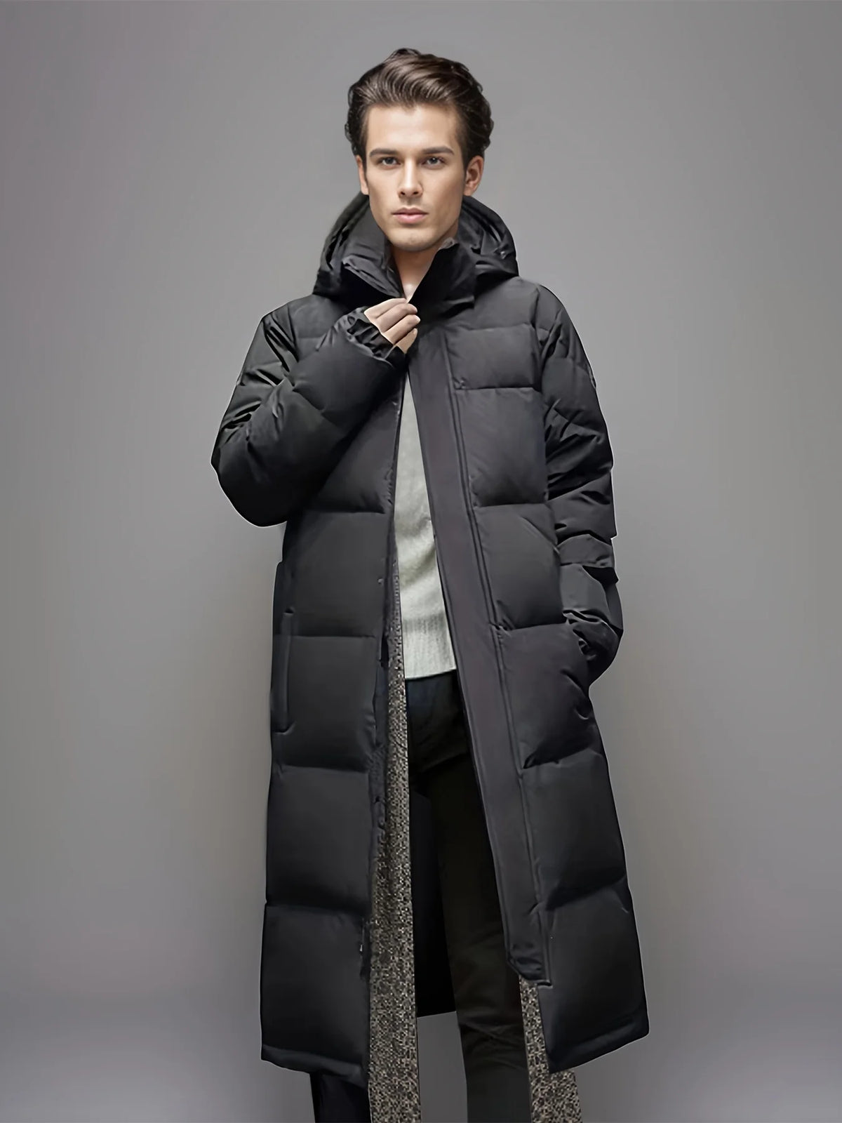 Tristan | Men's Puffer Coat Long Padded Hooded Windproof Insulated Warm Quilted Casual Everyday Cold-Weather Outerwear Winter