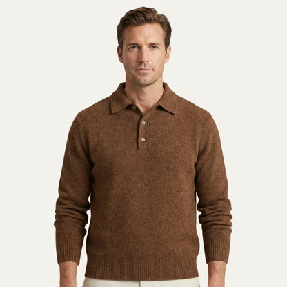 Edwin | Men's Polo Sweater Soft Knit Cashmere-Blend Modern Warm Refined Smart Casual Everyday Layering Autumn Winter Knitwear Cosy