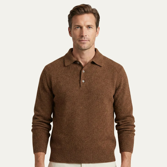 Edwin | Men's Polo Sweater Soft Knit Cashmere-Blend Modern Warm Refined Smart Casual Everyday Layering Autumn Winter Knitwear Cosy