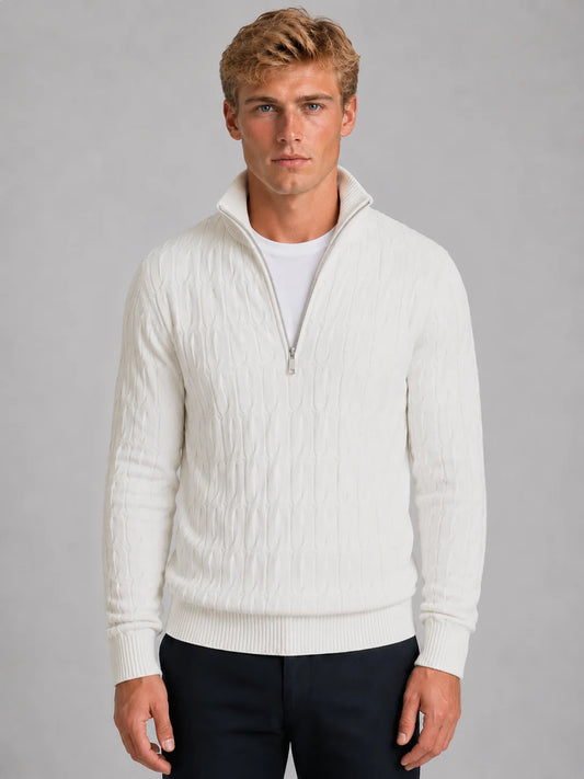 Briar | Men's Sweater Textured Quarter-Zip Funnel Neck Knit Soft Warm Refined Smart Casual Everyday Layering Autumn Winter