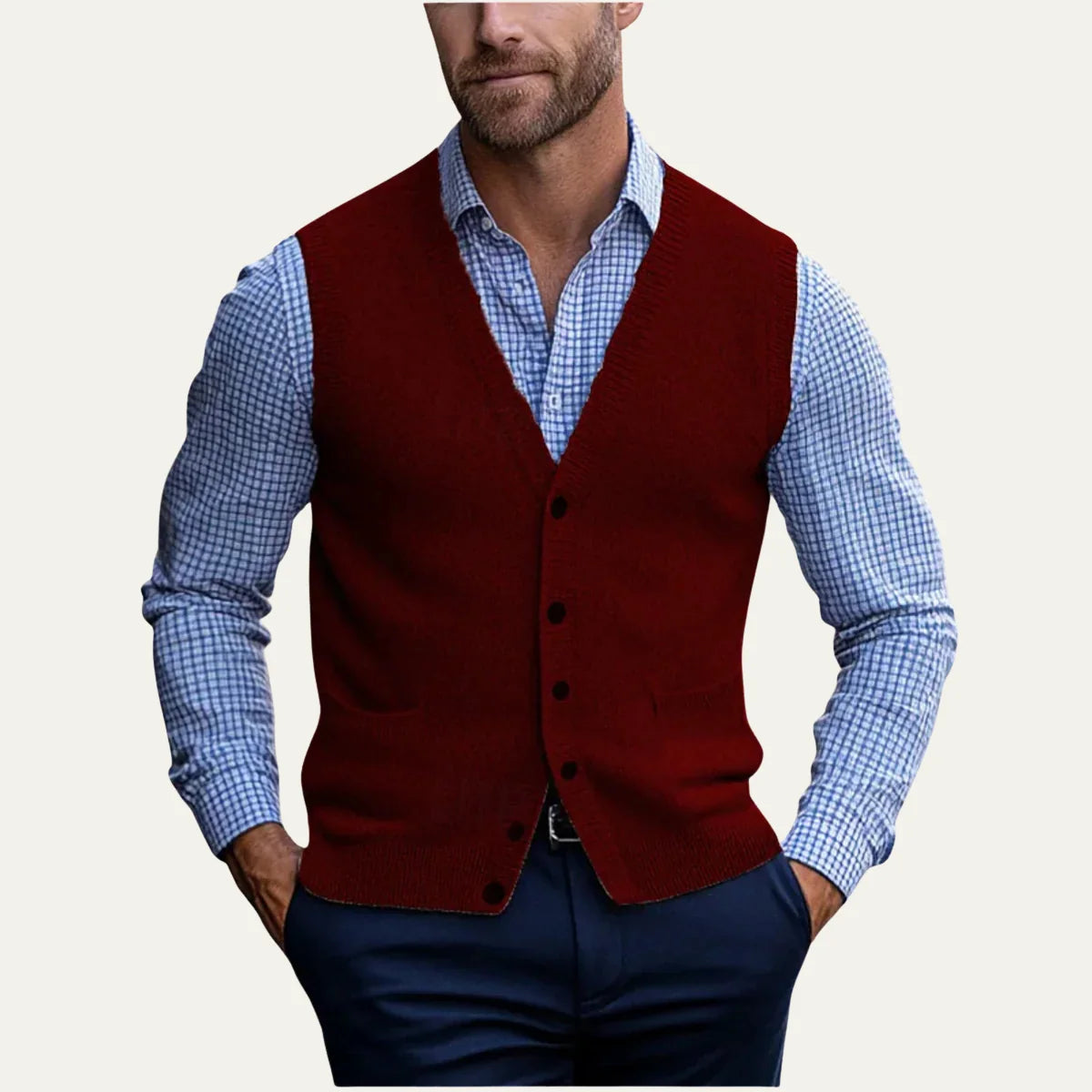 Magnus | Men's Knit Vest Button Front Sleeveless Soft Premium Layering Smart Casual Occasion Everyday Refined Autumn Winter