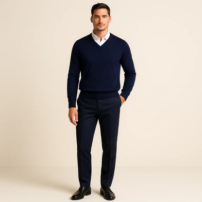 Benedict | Men's Wool Sweater Premium Soft Knit Warm Refined Timeless Smart Casual Everyday Layering Autumn Winter Knitwear Cosy