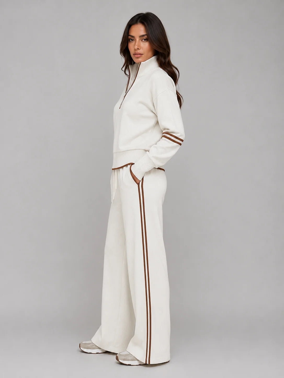 Rosalie | Women's Lounge Set Half-Zip Relaxed Wide-Leg Tracksuit Two-Piece Soft Cosy Warm Coordinated Comfort Loungewear Casual