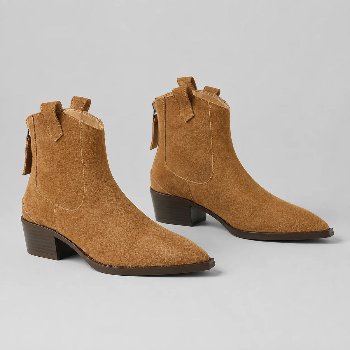 Waverly | Women's Ankle Boots Suede-Look Western Structured Pointed Statement Heritage Chic Casual Everyday Autumn Winter Footwear