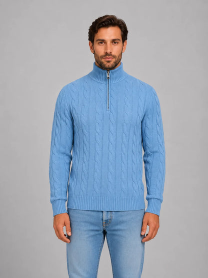 Brock | Men's Sweater Cable-Knit Quarter-Zip Funnel Neck Chunky Soft Warm Refined Smart Casual Everyday Layering Autumn Winter