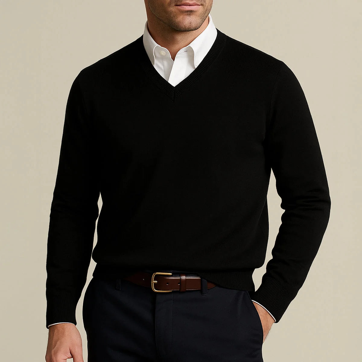 Benedict | Men's Wool Sweater Premium Soft Knit Warm Refined Timeless Smart Casual Everyday Layering Autumn Winter Knitwear Cosy