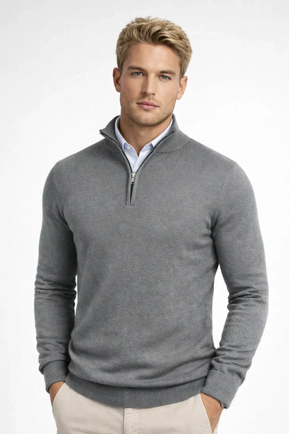 Kelvin | Men's Quarter-Zip Sweater Mock Neck Soft Knit Warm Sleek Smart Casual Everyday Layering Autumn Winter Knitwear Cosy