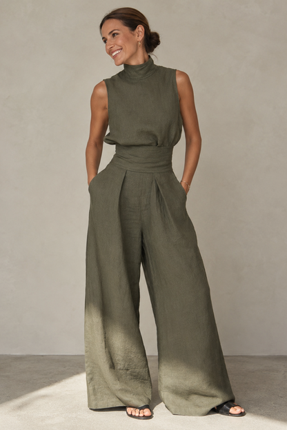 Women's Sleeveless Wide Leg Jumpsuit