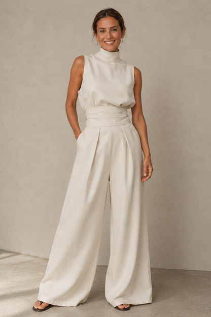 Women's Sleeveless Wide Leg Jumpsuit