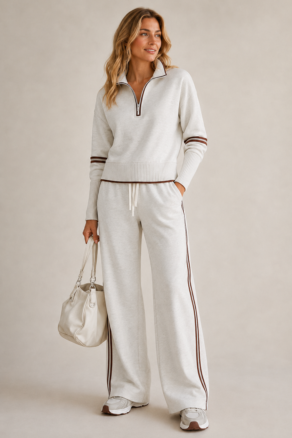 Women's Zip Up Sweater Two Piece Lounge Set