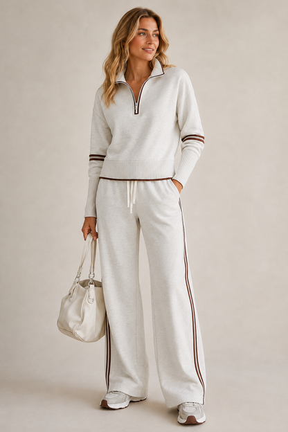 Women's Zip Up Sweater Two Piece Lounge Set