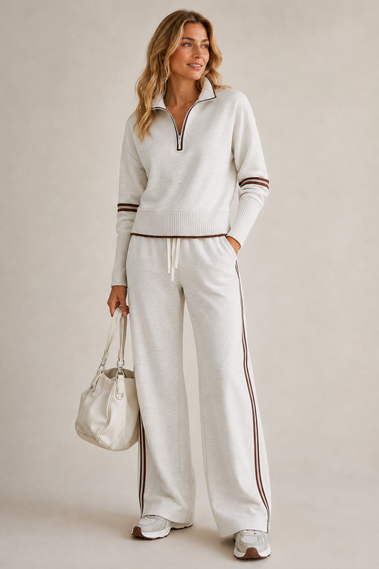 Rowena | Women's Co-ord Set Zip-Up Sweater Two-Piece Cosy Soft Relaxed Loungewear Casual Everyday Comfort Coordinated Versatile