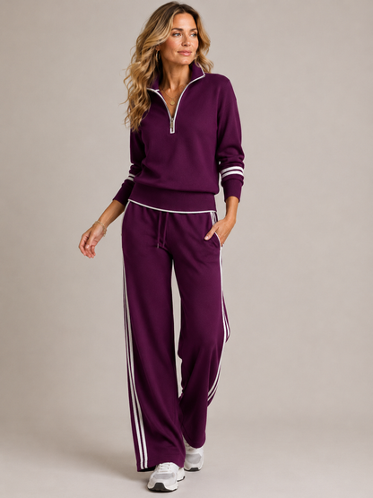 Women's Zip Up Sweater Two Piece Lounge Set