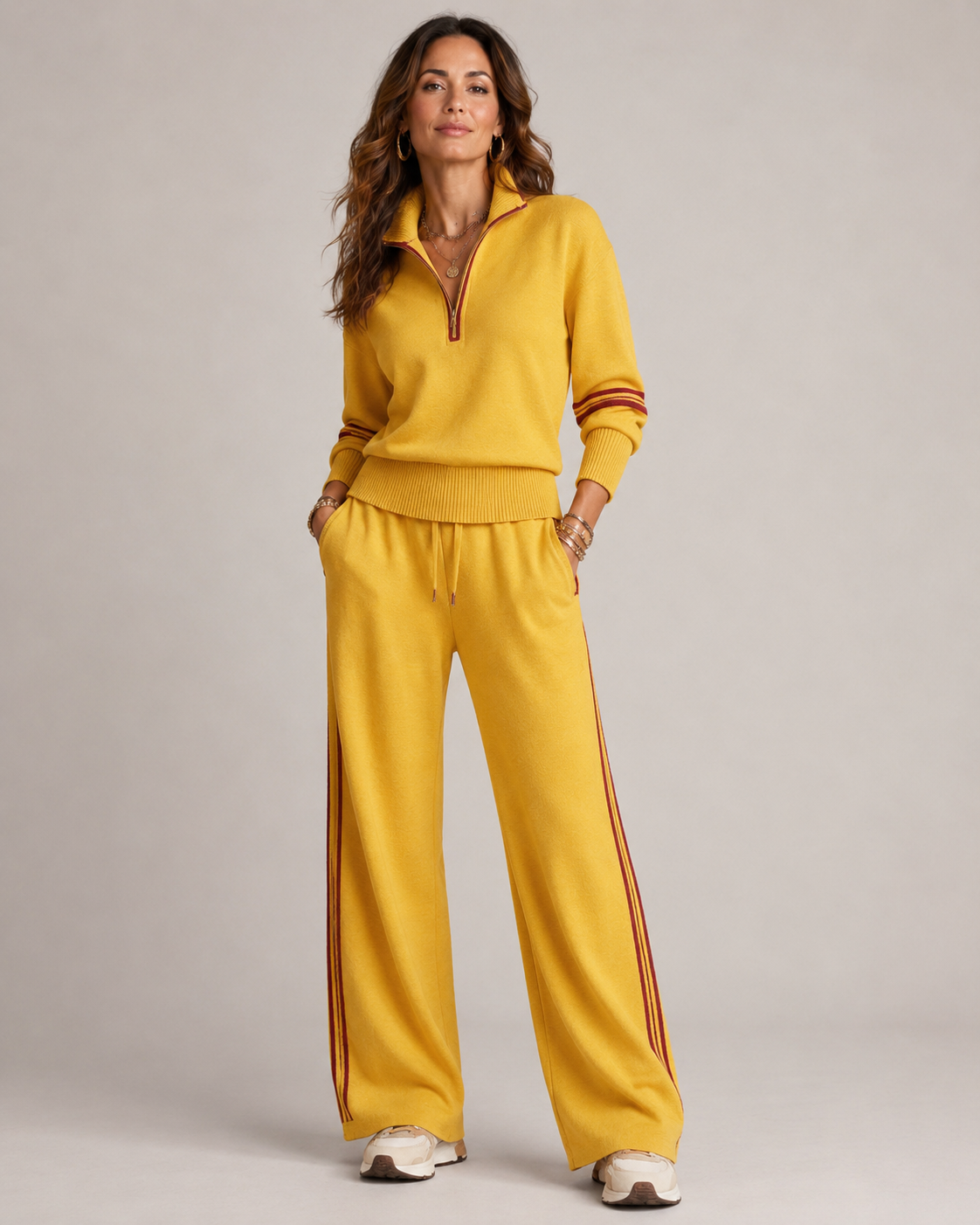 Women's Zip Up Sweater Two Piece Lounge Set