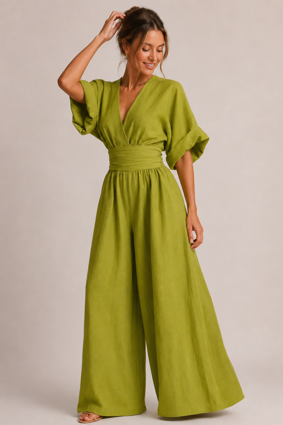 Women's Short Sleeve Relaxed Jumpsuit