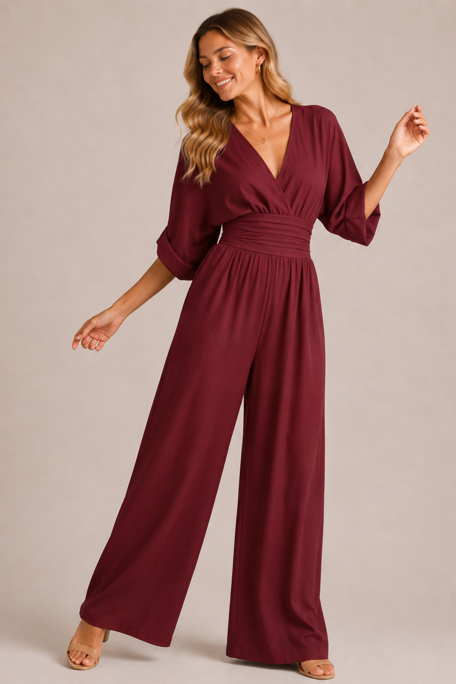 Women's Short Sleeve Relaxed Jumpsuit