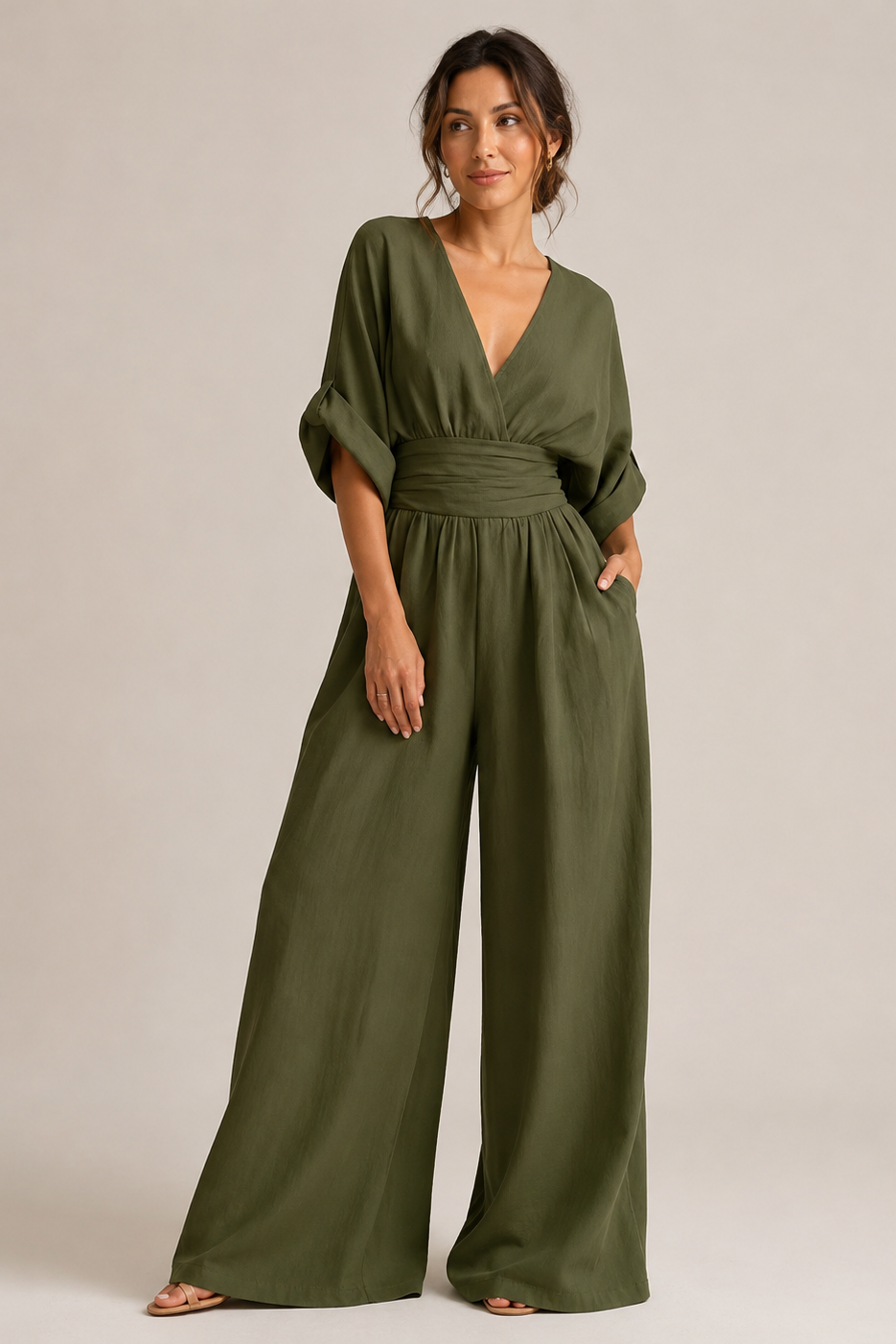 Women's Short Sleeve Relaxed Jumpsuit