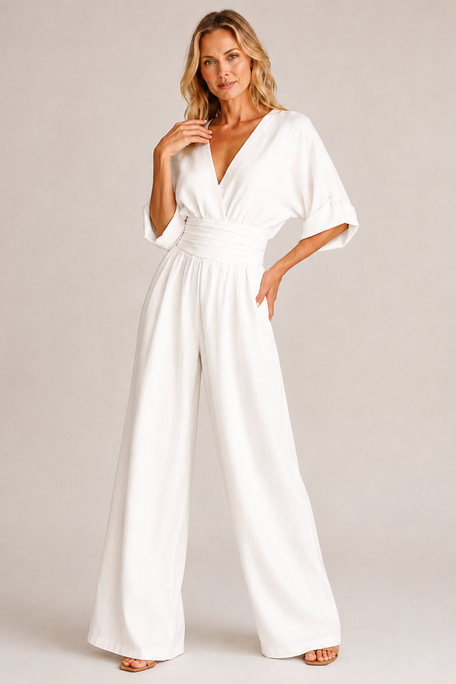 Women's Short Sleeve Relaxed Jumpsuit