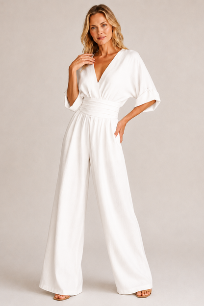 Women's Short Sleeve Relaxed Jumpsuit