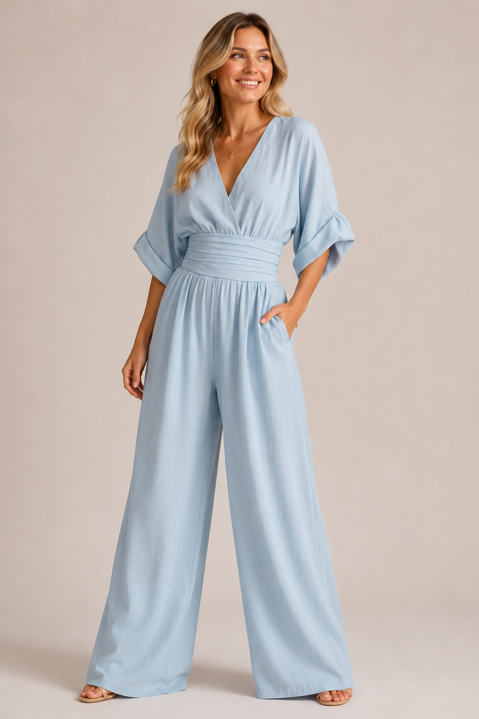 Women's Short Sleeve Relaxed Jumpsuit