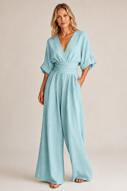 Women's Short Sleeve Relaxed Jumpsuit