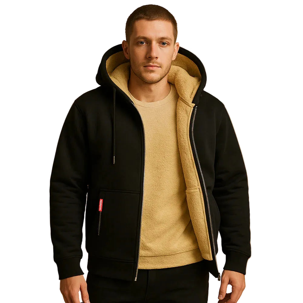Men’s Zip Hoodie with Hood and Front Pockets