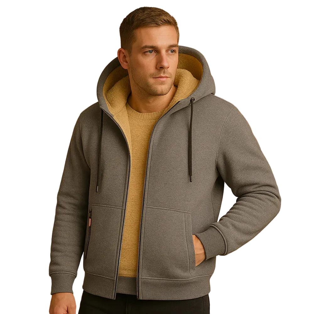 Men’s Zip Hoodie with Hood and Front Pockets