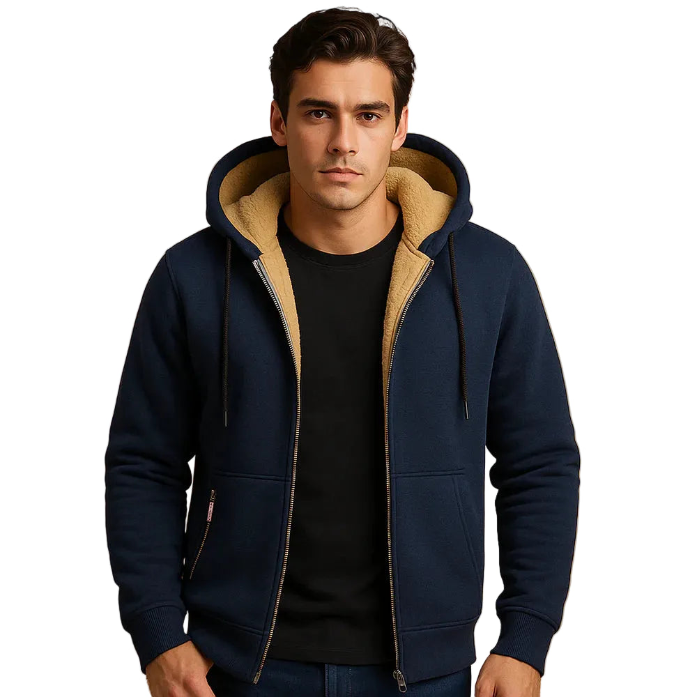 Men’s Zip Hoodie with Hood and Front Pockets
