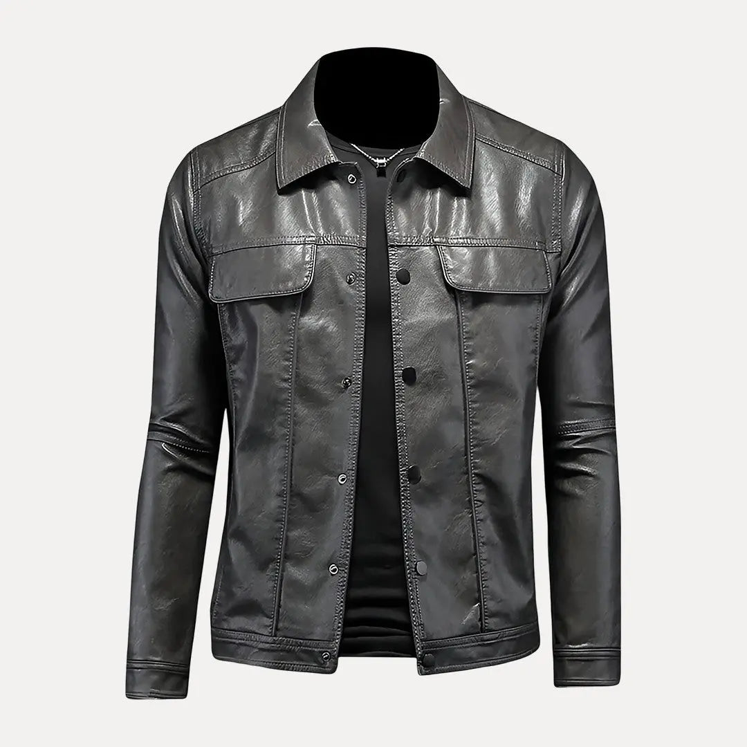 Men’s Button-Front Jacket with Chest Pockets and Collar