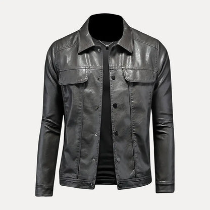 Men’s Button-Front Jacket with Chest Pockets and Collar