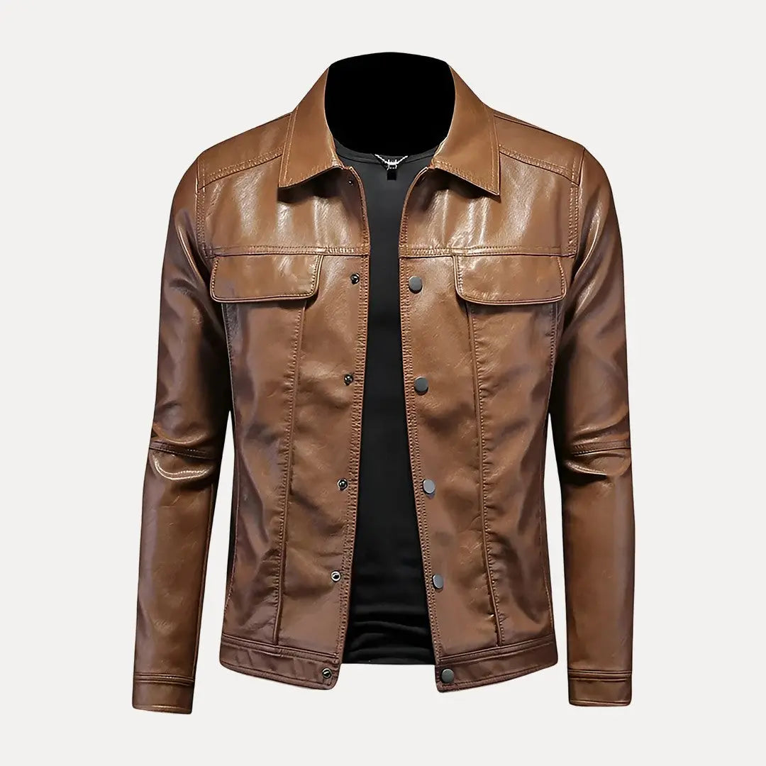 Men’s Button-Front Jacket with Chest Pockets and Collar