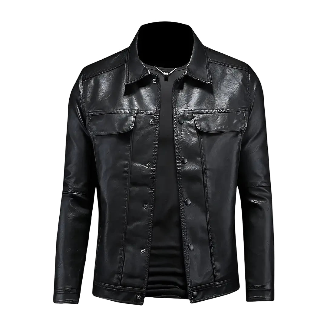 Men’s Button-Front Jacket with Chest Pockets and Collar