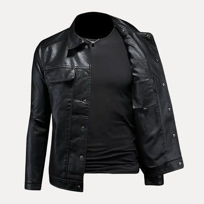 Men’s Button-Front Jacket with Chest Pockets and Collar