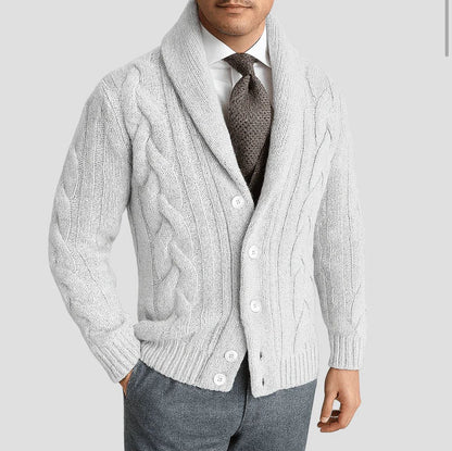 Men’s Cable Knit Shawl Collar Cardigan