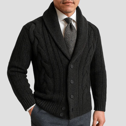 Men’s Cable Knit Shawl Collar Cardigan