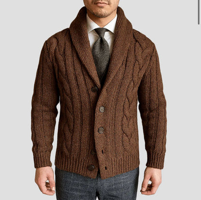 Men’s Cable Knit Shawl Collar Cardigan